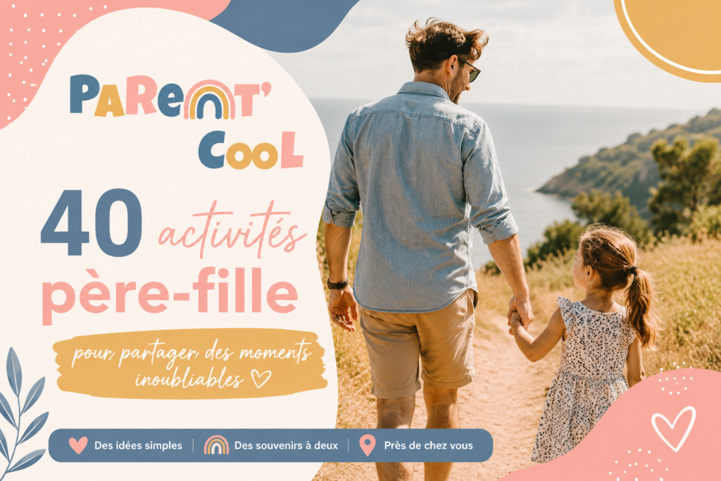 Papa tenant la main de sa fille lors d'une balade en pleine nature pour partager un moment de complicité en famille.