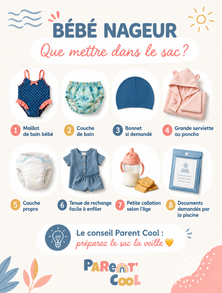 Que mettre dans le sac pour une séance bébé nageur