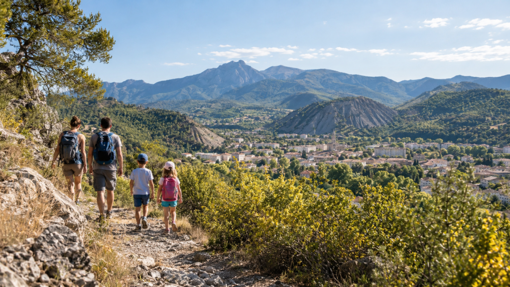 Famille en balade à Digne-les-Bains dans les Alpes-de-Haute-Provence
