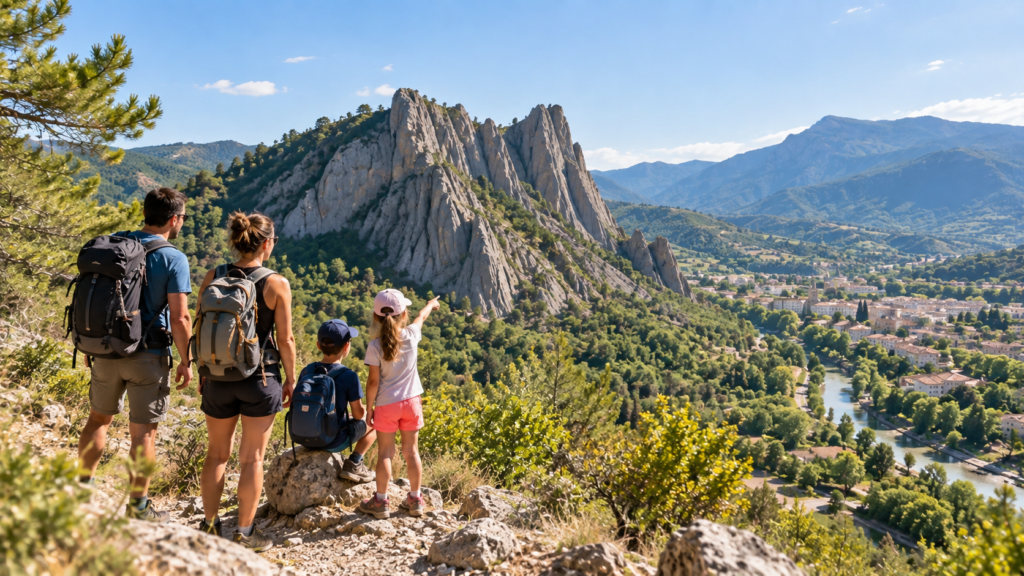 Rocher de Neuf Heures à Digne-les-Bains randonnée en famille