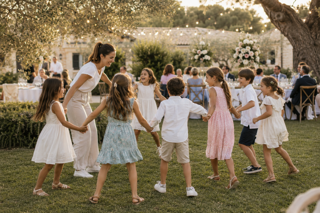Animations pour enfants pendant un mariage sur la Côte d’Azur
