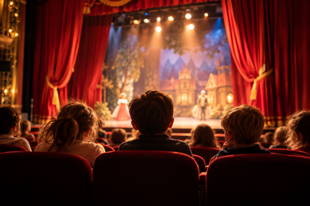 Enfants découvrant le théâtre à Nice lors d’un spectacle jeune public