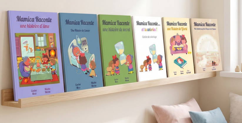 Les cinq livres jeunesse Mamica Raconte de Carine Mesz sur la maladie, le deuil, les secrets, la liberté et le temps.